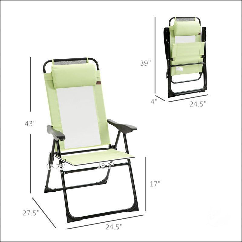 Folding Patio Chairs Set Of 2, Green