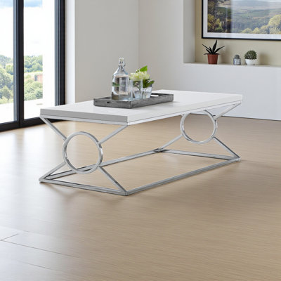 Table basse en métal chromé Ajani H 18,23 po x l 43,75 po x P 21,89 po