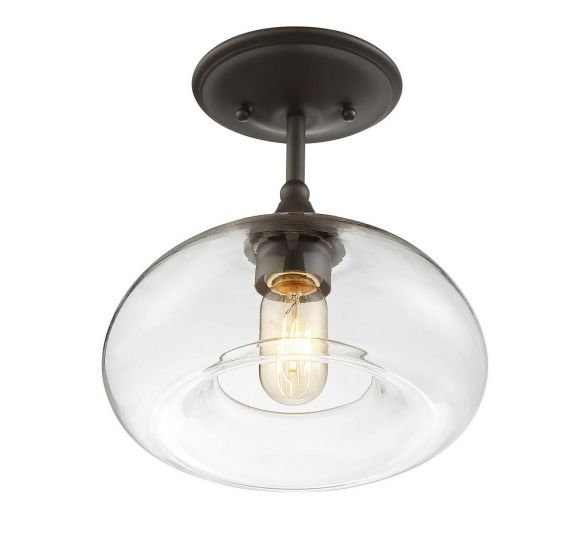 Lani Single Light Glass Semi Flush Mount, Oil Rubbed Bronze