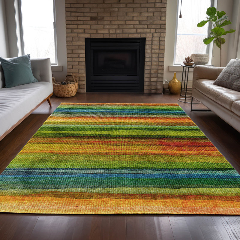 Tapis vert intérieur / extérieur lavable à la machine Xhevrie, Rectangulaire 3 pi x 5 pi