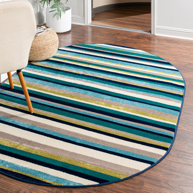 Analiese Striped Indoor Rug, Oval 7'10" x 10'