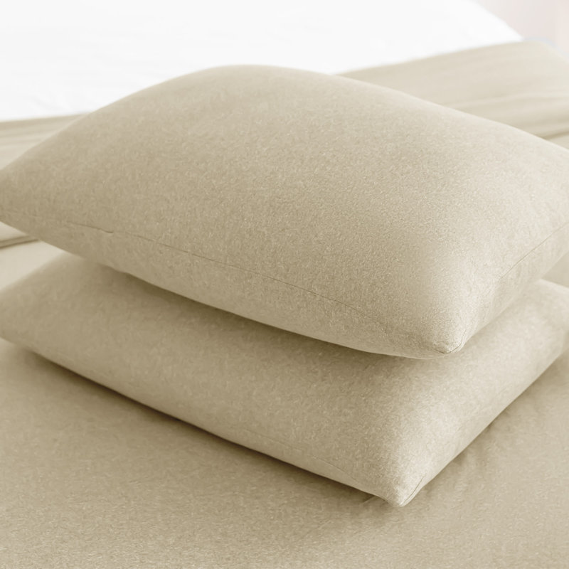 Ultra-Soft All-Season Jersey Knit Comforter Set With Pillowcase, Queen, Heather Taupe