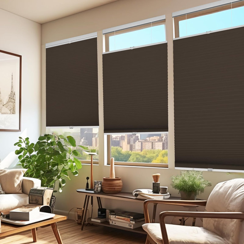 Blackout Cordless Top Down Bottom Up Cellular Shades, Brown, 31"W x 72"L