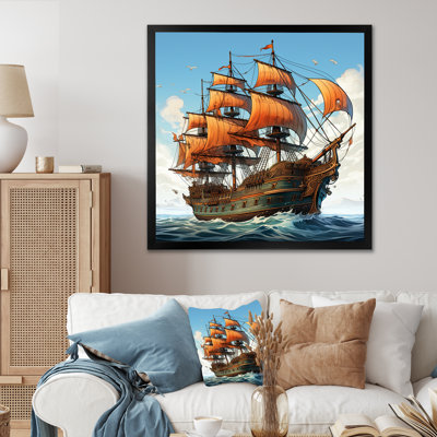 Dessin d'aventure, bateau pirate - Art mural