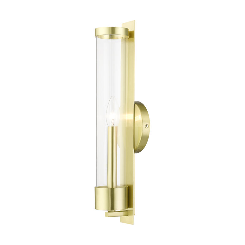 Castleton Candle Wall Light, Satin Brass, 18" H x 4.75" W x 3.9" D