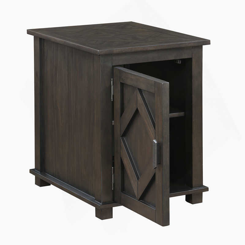 Table de chevet traditionnelle rustique avec tablette de rangement réglable au fini brun