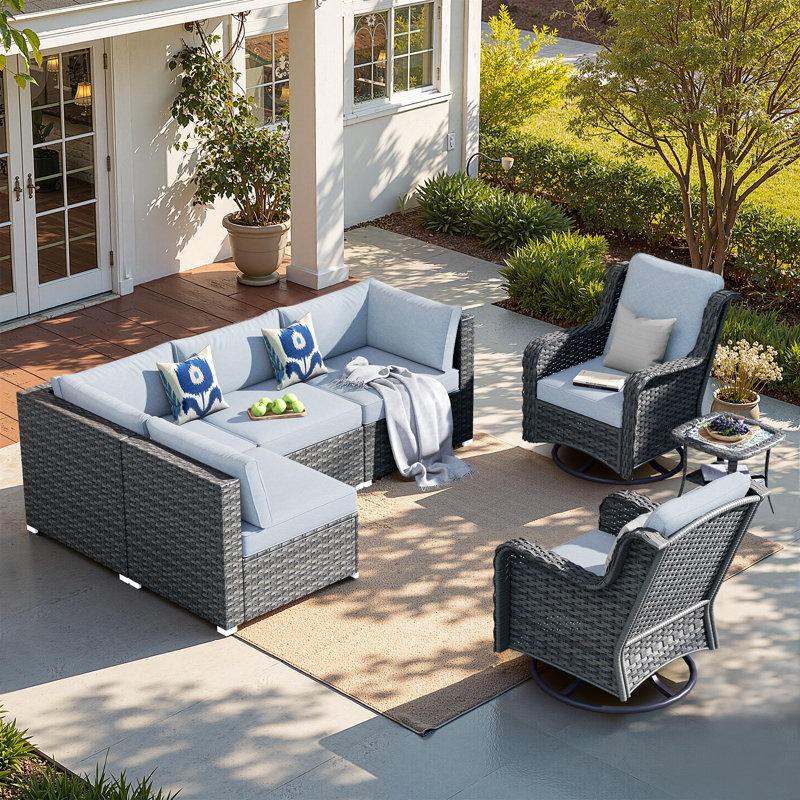 6 - Person Patio Conversation Set, Gray, No