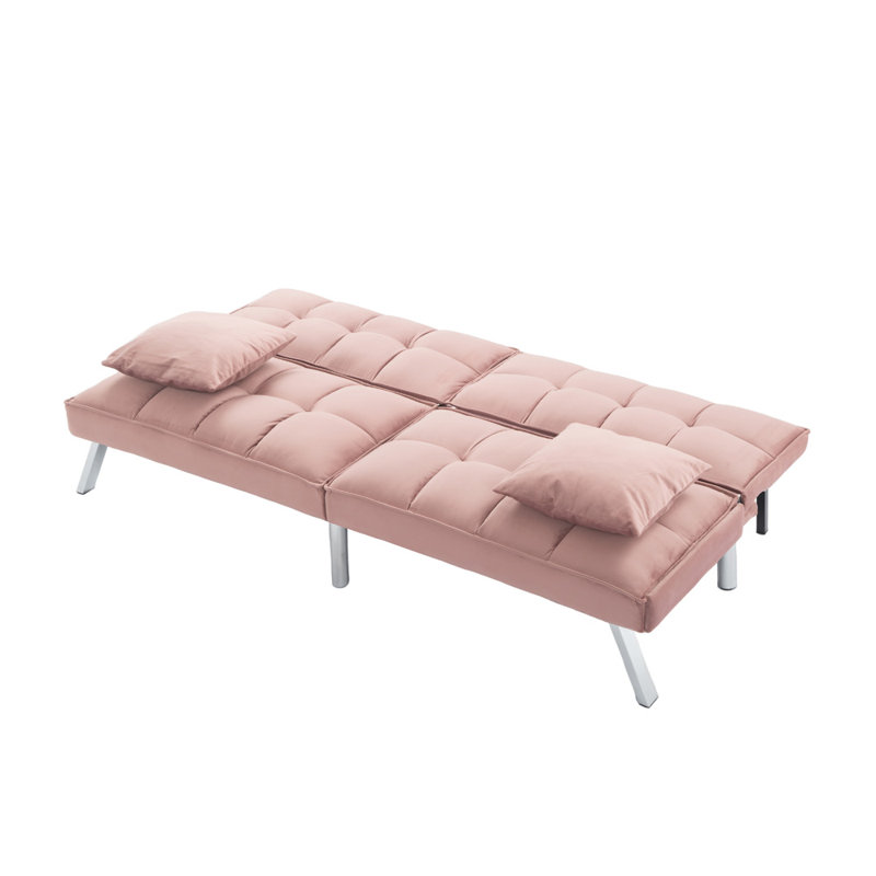 73'' Tufted Convertible Sleeper Futon Sofa, Pink