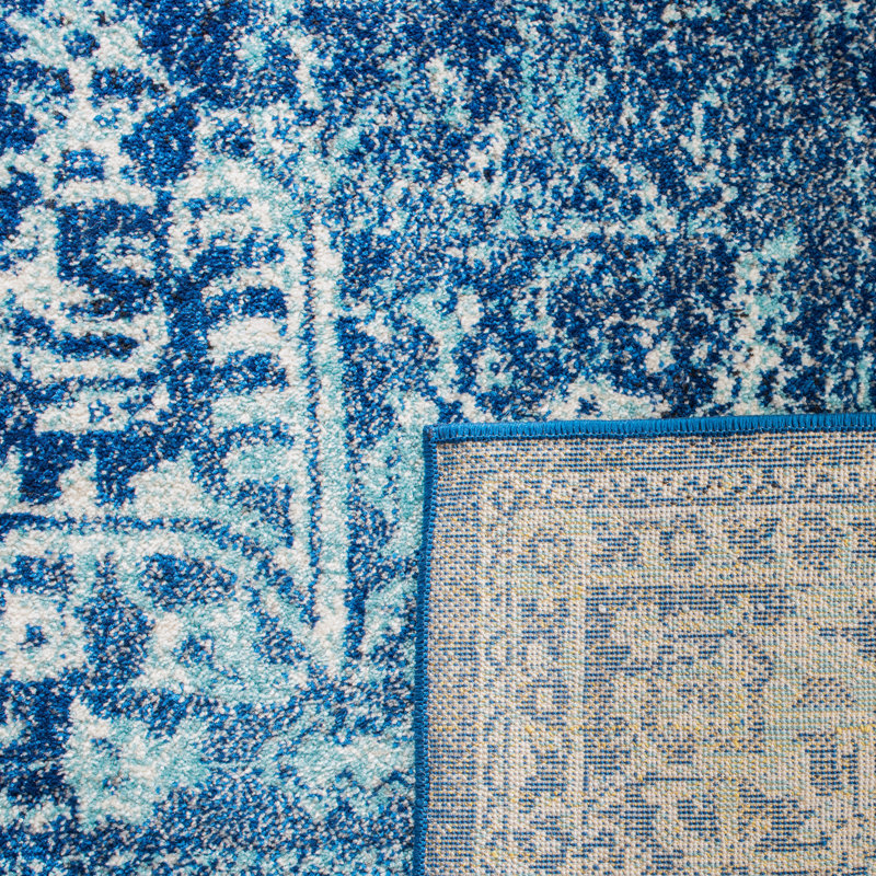 Oriental Area Rug, Rectangle 155 x 229 cm, Ivory/Navy