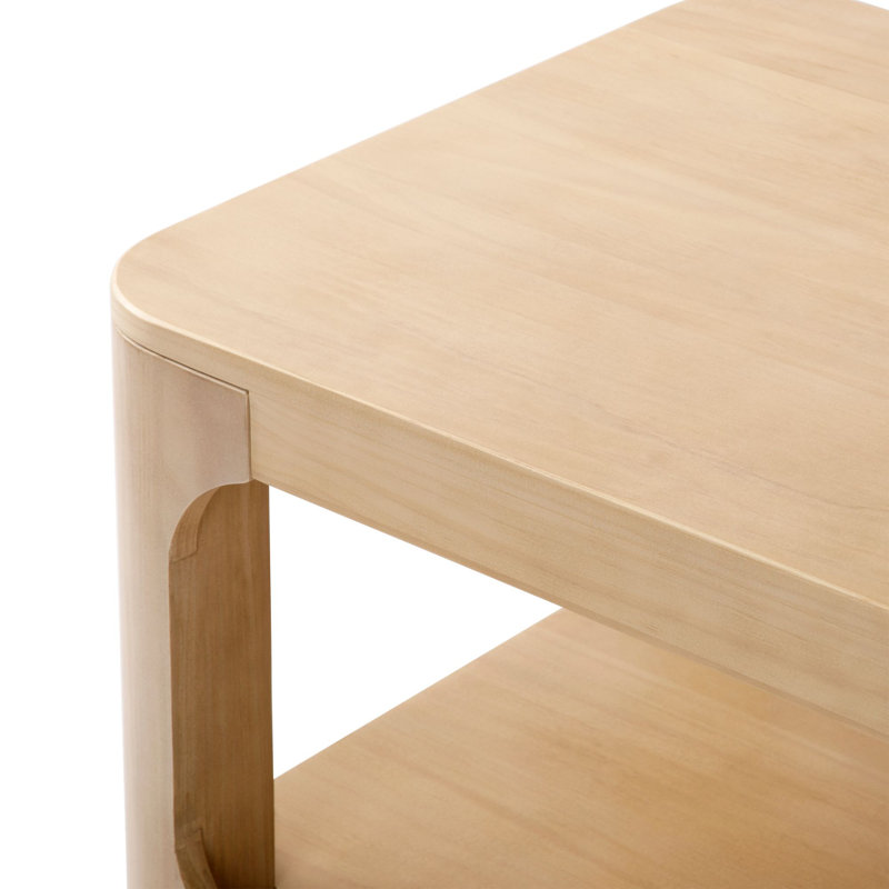 Modern Rounded Rectangular Coffee Table With Shelf, 17.75" H x 20.25" L x 40.5" W, Blonde