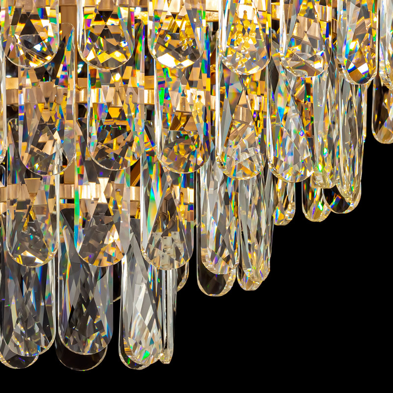 Retractable Crystal Ceiling Fan With Led Lights & Remote Control, 52"