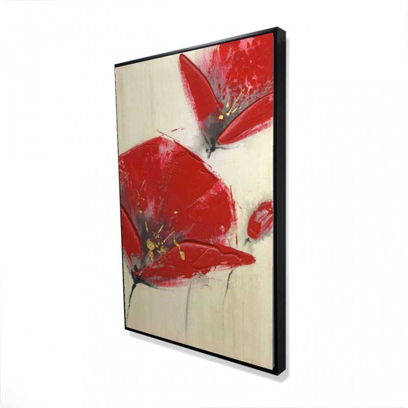 " Three Red Flowers With Texture "