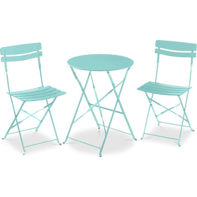 Ensemble bistro 3 pièces 23,5 po de diamètre - Pliage compact et acier solide toutes saisons - Pour patio / balcon