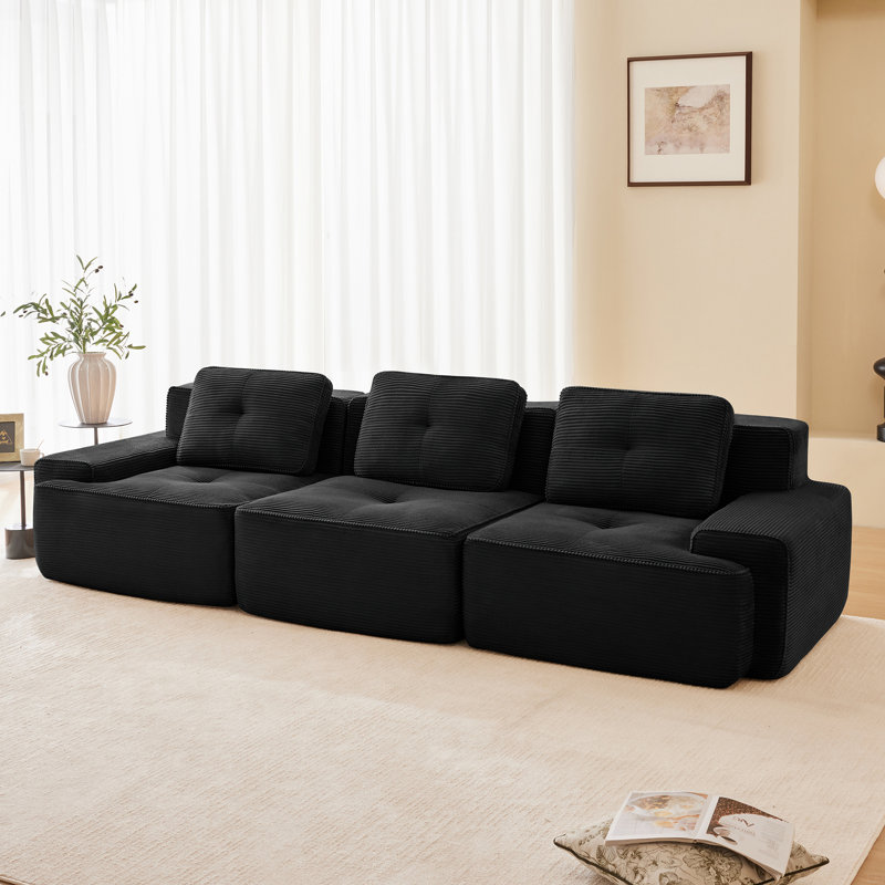 Canapé modulaire de 117 po, H 32,7 po x l 117,3 po x P 40,9 po, Noir