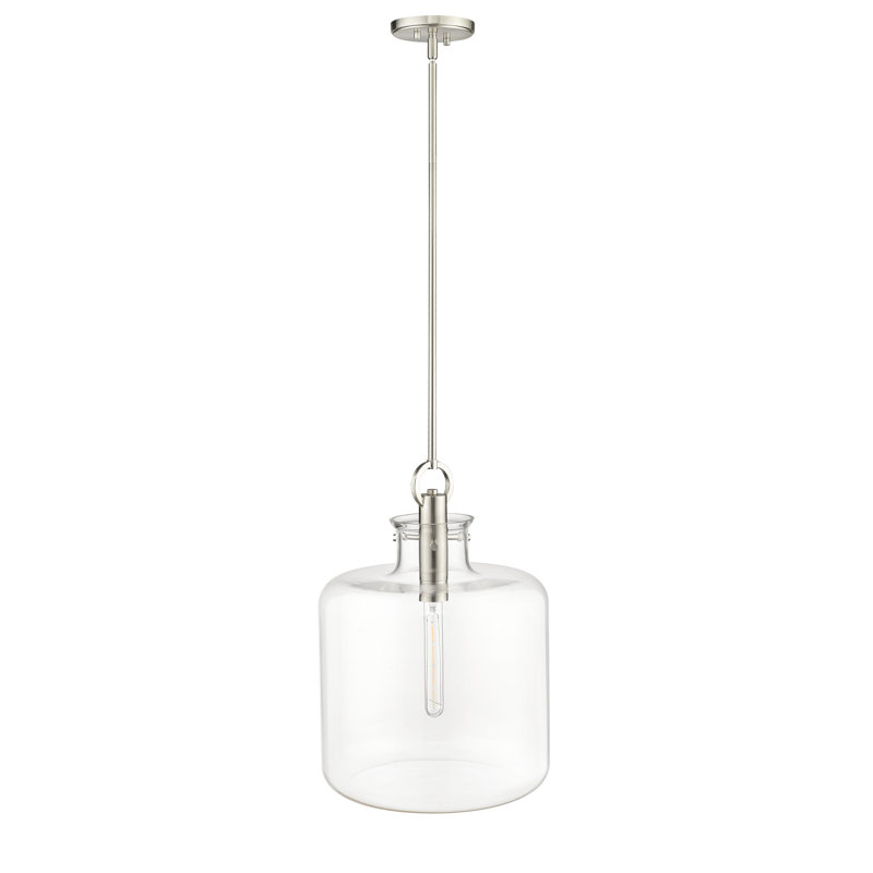 Luminaire suspendu en forme de globe à 1 lumière Levyn, Nickel brossé