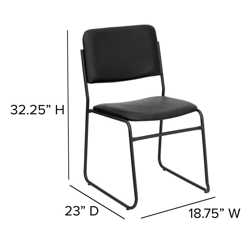 Oliverson Stacking Lobby Chairs with Padded Seats and Backs, Black