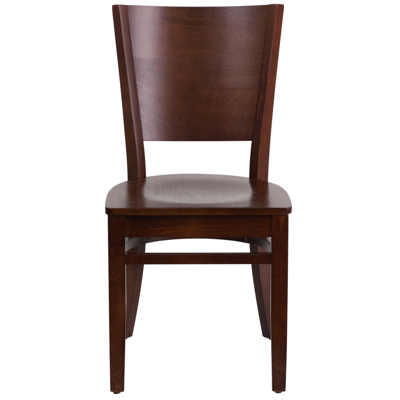 Kadircan Solid Back Wooden Restaurant Chair, Walnut