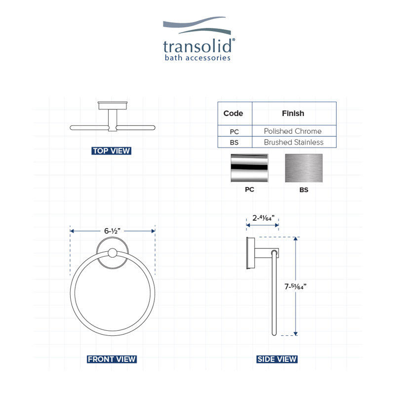 Anneau à serviettes en acier inoxydable Cara, Chrome poli