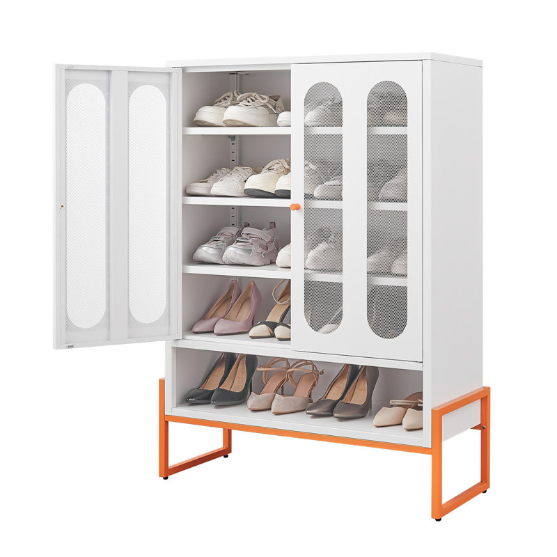 Armoire à chaussures moderne à double porte minimaliste avec portes réglables en filet