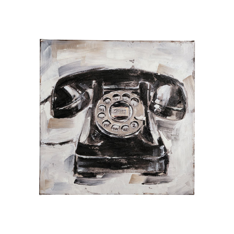 Toile texturée rétro avec téléphone I par Ethan Harper, H 30 po x l 30 po x P 1,5 po