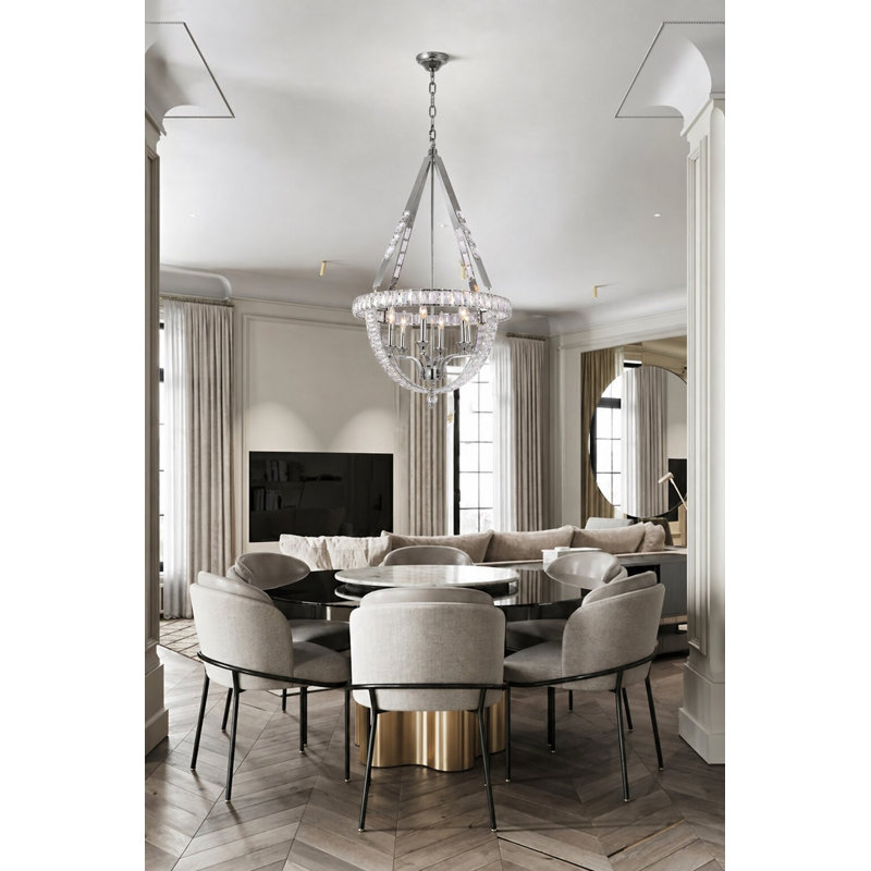 Paula 6-Light Chandelier With Clear Crystal Accents, Chrome, No