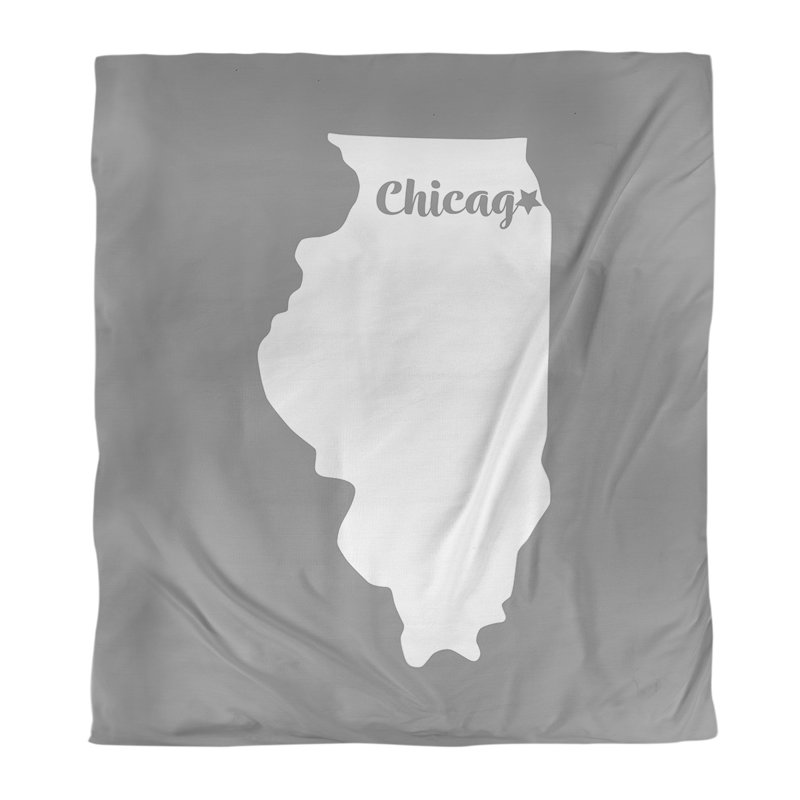 Housse de couette simple chicago Illinois, Housse de couette simple TG, Gris, Polyester brossé