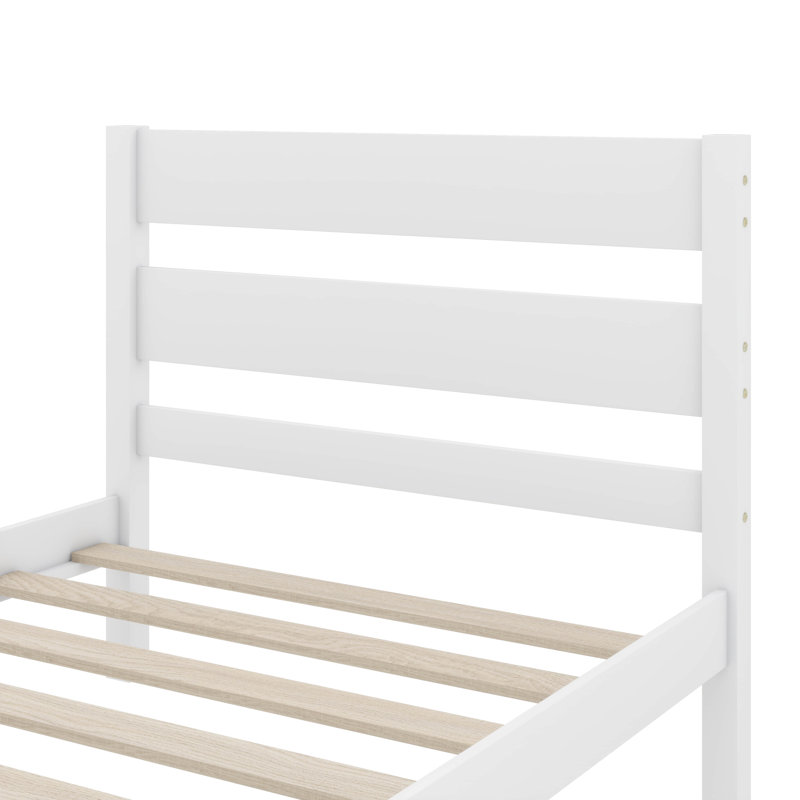 Cadre de lit simple complet avec tête et pied de lit, Blanc