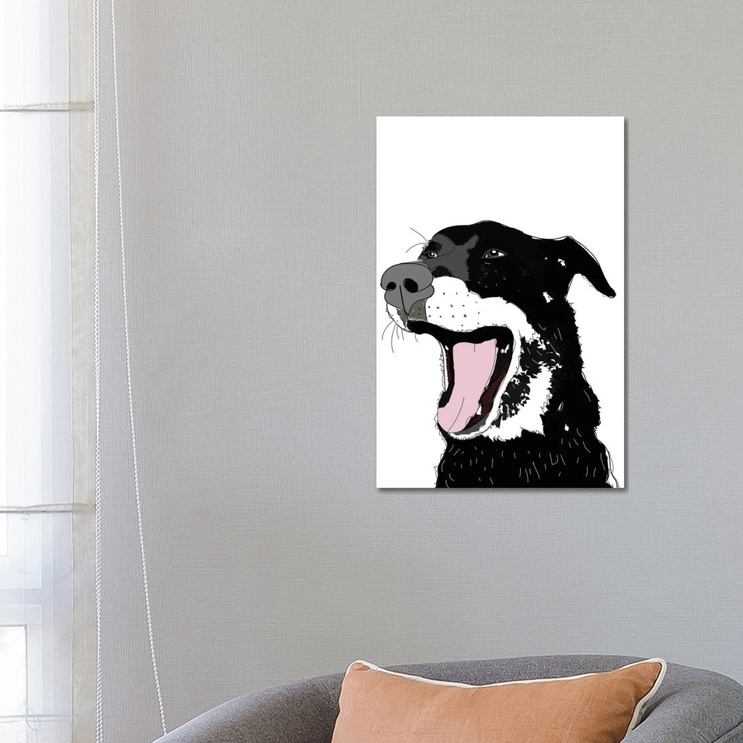 Black Lab Yelling von Sketch And Paws - Gallery-Wrapped Canvas Giclée