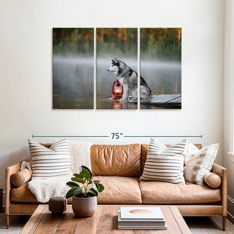 Husky On Lake Dock, 36" H x 57" W