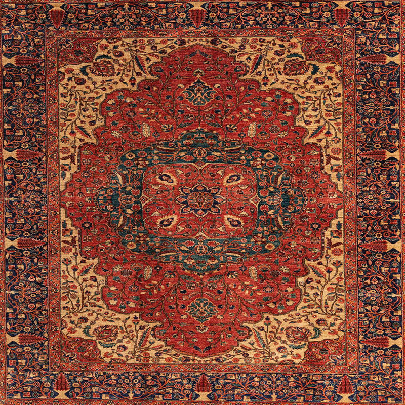 Tapis abstrait à motif abstrait moderne, Carré 8 pi