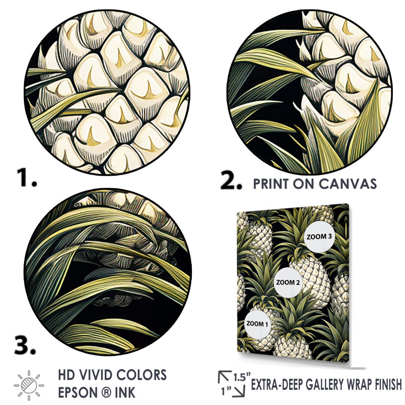 «Sweet Pinapple», reproduction sur toile, Cadre flottant noir, H 44 po x l 34 po x P 1,5 po