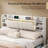 Revan Ebern Bookcase Bed Frame with 4 Storage Drawers & Hidden Storage Headboard-1101185887-1105028169