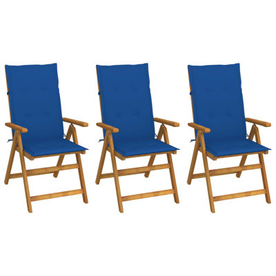 Chaise de patio avec coussins en bois d'acacia massif