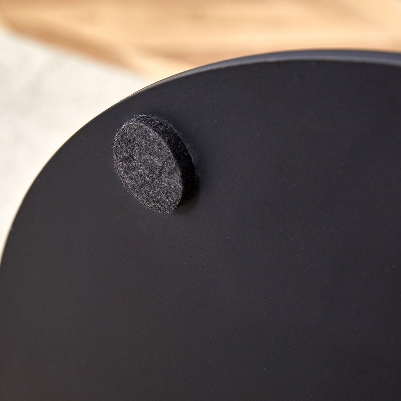 Table de salle à manger ronde à texture annulaire moulée par aspiration, durable et résistante à l'eau., Noir / bois