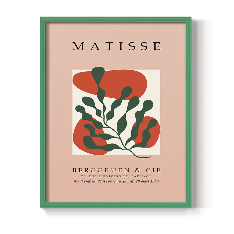 Matisse CDL XXII, reproduction encadrée - bois massif, Vert, H 10 po x l 8 po