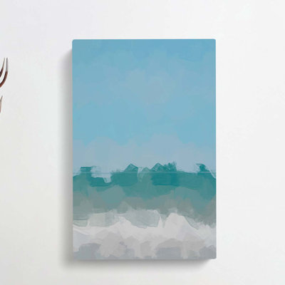 Aqua Green Horizon In Abstract - Wrapped Canvas Painting