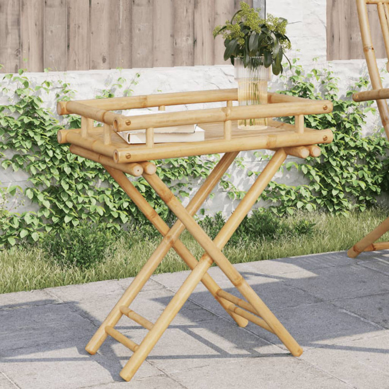 Natural Bamboo Folding Tray Table for Indoor/Outdoor Use