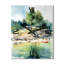 Coucher de soleil sur une montagne, aquarelle sur lac, horloge murale moderne-1416694656