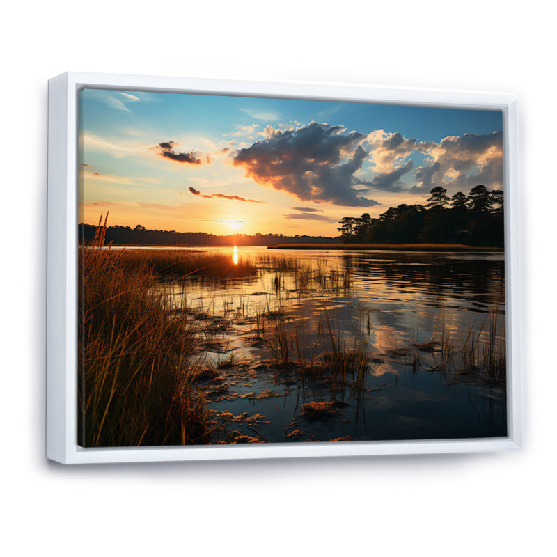 Paysage côtier du Delaware III sur toile, H 34 po x l 44 po x P 1,5 po, Cadre flottant blanc