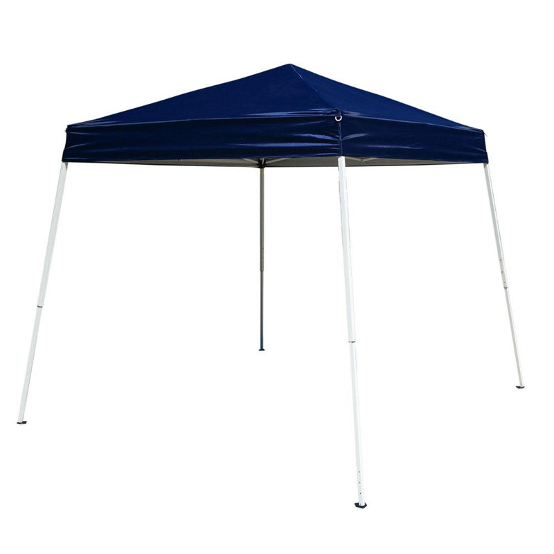 10 Ft Blue Steel Pop-Up Canopy Tent with Waterproof Cover