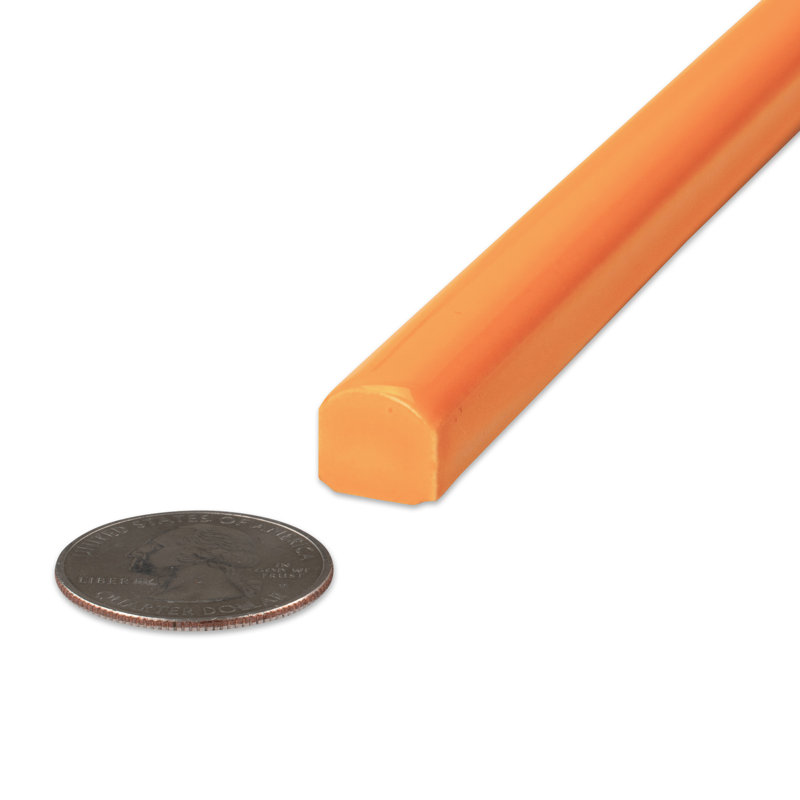 Twist 11.8" x 0.5" Glossy Ceramic Quarter Round Tile Trim in Orange