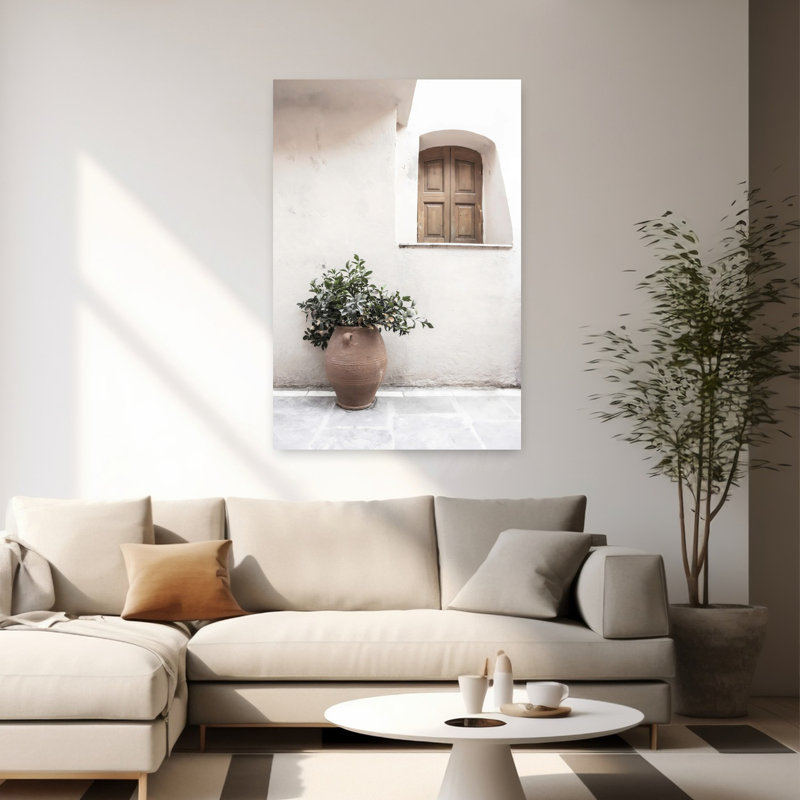 Grecque allée abstraite, architecture contemporaine, art mural, 60" H x 40" W
