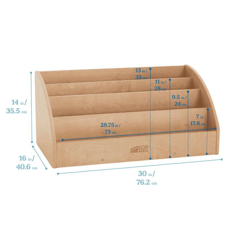 Natural Birch Toddler Book Display with Adjustable Shelves