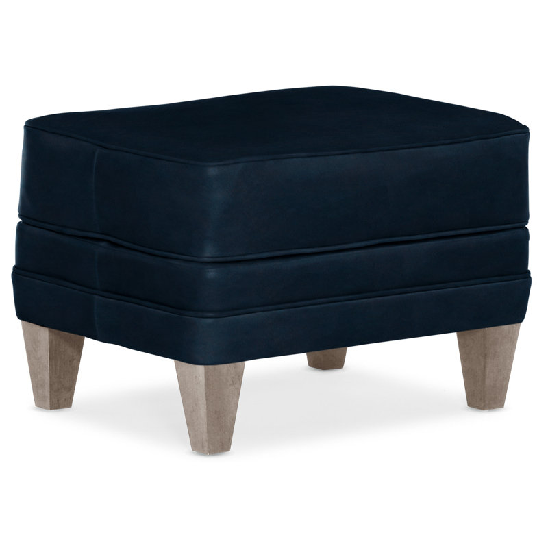 Willow Ottoman, Stone, Aline Fumo Genuine Leather