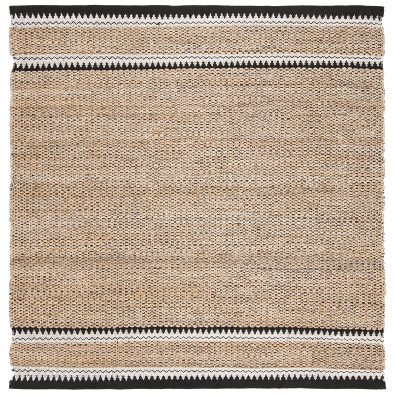 Tapis en jute / laine tissé à la main Bynum, Carré 9 pi
