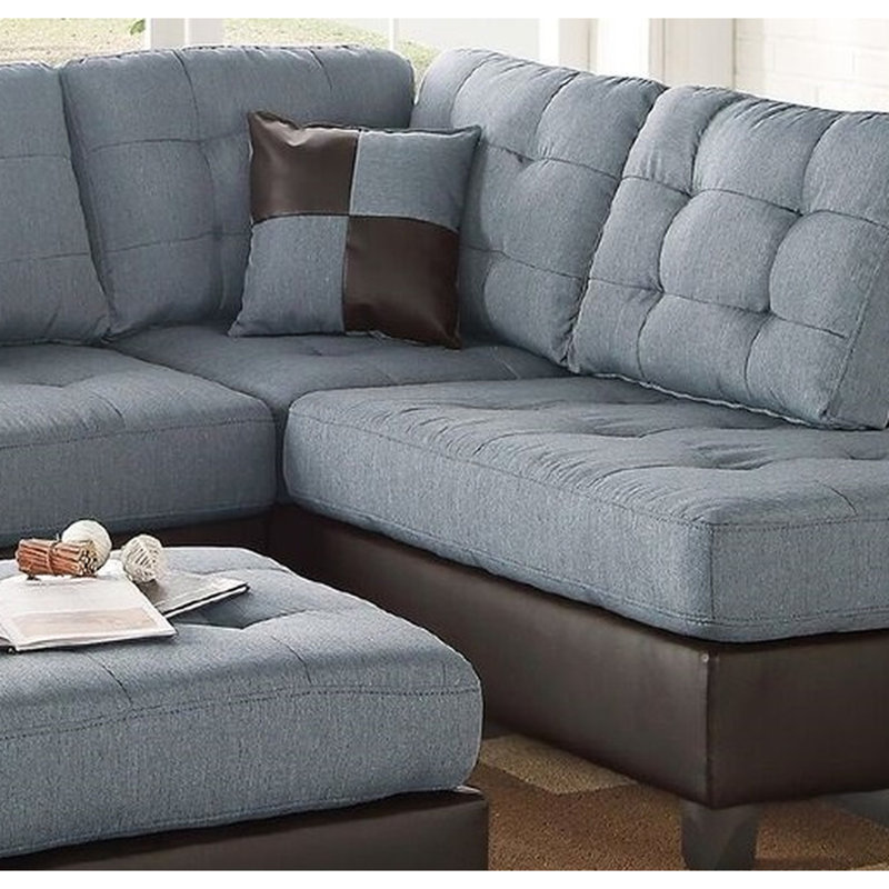 Canapé modulaire gris contemporain, revêtement en lin, coussins, méridienne et canapé modulaire réversible, rembourrage en tissu,