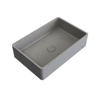 19.68'' Concrete Vessel Rectangular Modern Gray Bathroom Sink