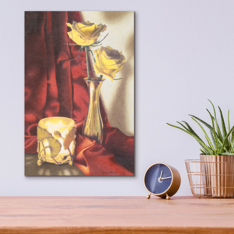 «Candle Lit Roses» par Cecile Baird, H 16 po x l 12 po x P 0,13 po