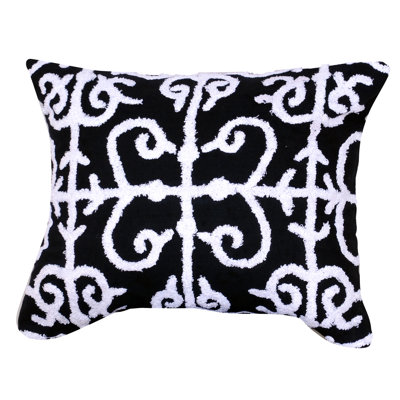 Embroidered Cotton Blend Throw Pillow