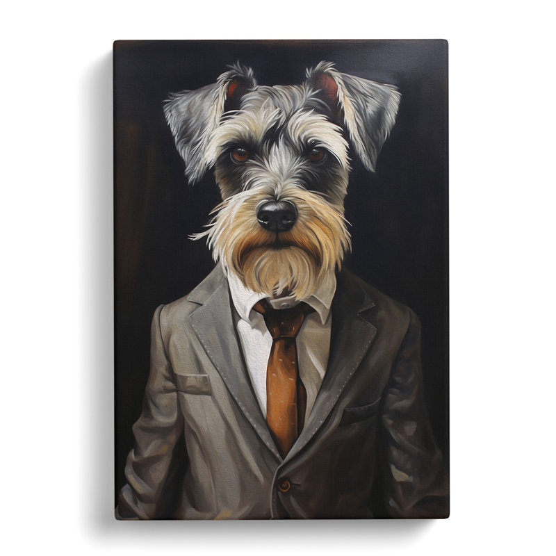Schnauzer in a Suit Painting - Wrapped Canvas, 76cm H x 50cm W x 3cm D
